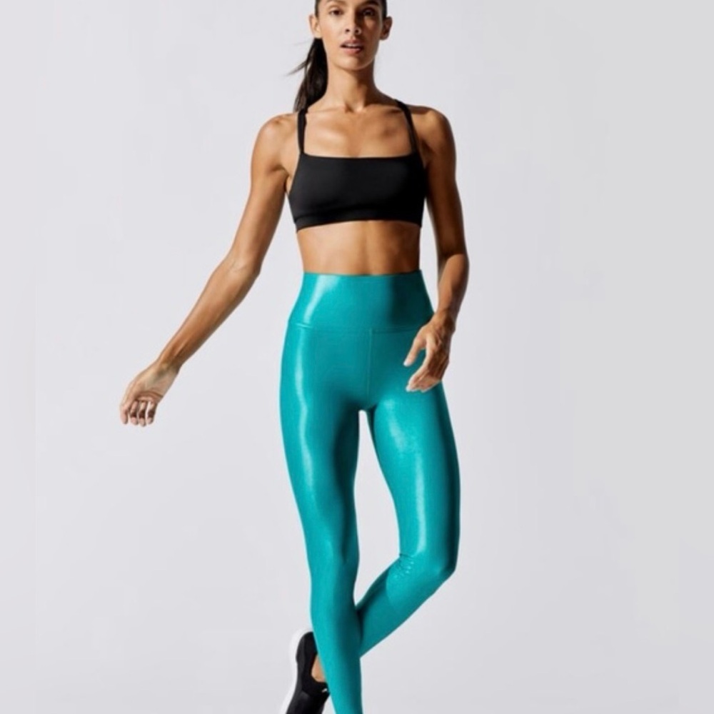 CARBON38 High Rise Full Length Leggings Takara Shine in Turquoise Takar Shine - Picture 9 of 16
